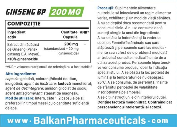 Ginseng (Balkan Pharma) (200mg x 30 Capsule) - immagine 6