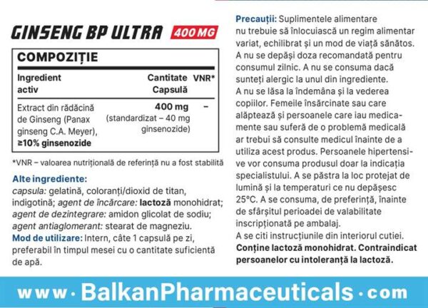 Ginseng (Balkan Pharma) (400mg x 30 Capsule) - immagine 6
