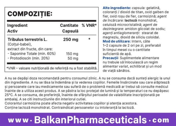 Tribulus Terrestris (Balkan Pharma) (250mg x 60 Capsule) - immagine 7